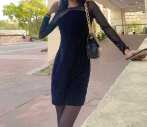 Chic Velvet Mesh Mini Dress