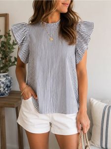 Striped Ruffle Sleeve Top