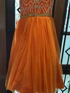 Beautiful Orange Embroidered frock