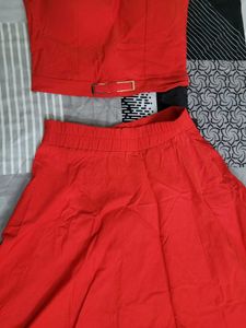 Red skirt top