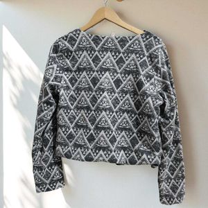 Geometric Print Open Front Jacket