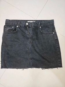 Classic Black Denim Mini Skirt
