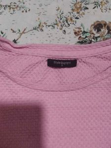 Pink Textured Long Sleeve Top
