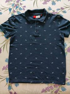 Men Dotted neavy Blue Collar Tshirt