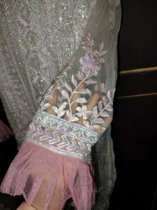 Elegant White &amp; Pink Embroidered Kurta Set