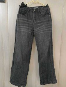 Dark Grey Wide leg Baggy Jeans