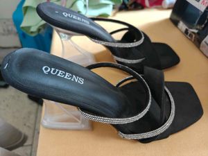 Elegant Black Rhinestone Heels