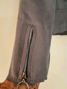 Gray Suede Moto Jacket