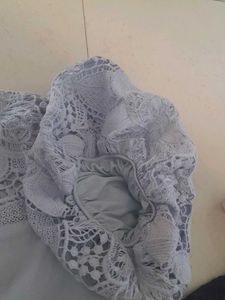 Sky blue lace pattern frock