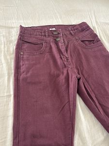 Burgundy High-Waisted Jeans