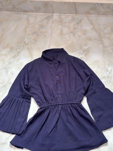 Elegant Navy Flare Sleeve Top