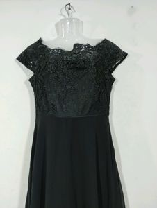 Elegant Black Lace Top Maxi Dress