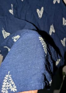 Navy Blue Heart Print Crop Top