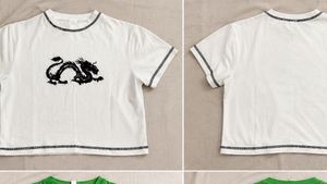 Dragon Print White T-Shirt S size