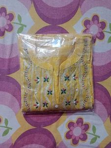 New Yellow Embroidered Kurta