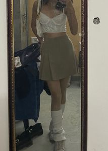Classic Khaki Pleated Skirt