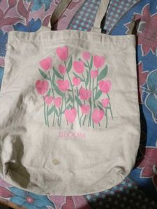 Cute Bloom Floral Canvas Tote Bag