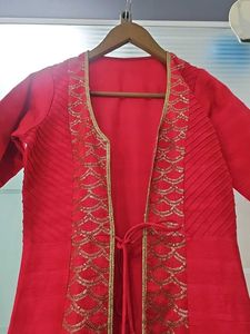 Red Ethnic Jacket with Gold Border