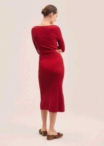 Red Ribbed Midi Dress