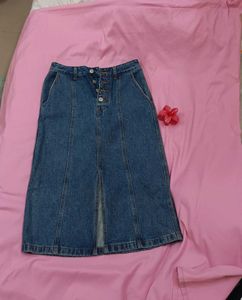 Classic Denim Midi Skirt