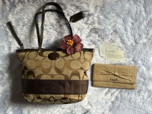 Vintage Coach Tote and Wallet Combo with Card