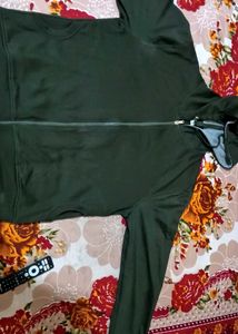 Olive Green Zip Up Hoodie