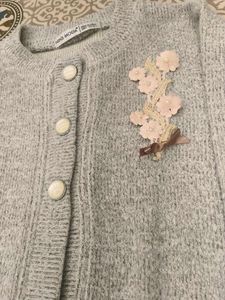 Cute Girl's Grey Knit Cardigan