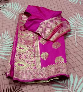 Silk Saree &amp; Designer Blouse 💖