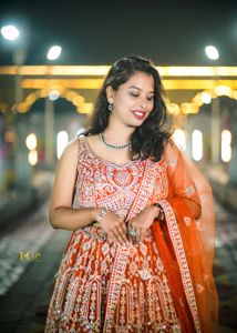 Stunning orange &amp; Silver Embroidered Lehenga