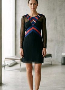 Chic Black Net Sleeve A-line Dress