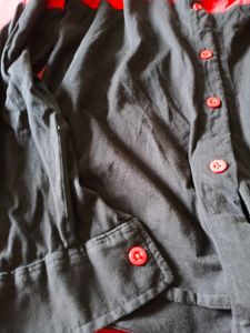 Red &amp; Black Color Block Shirt