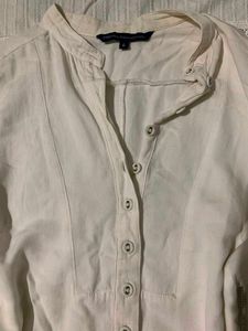 Cream Casual Button-Up Top