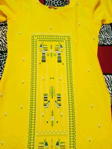 Yellow Crepe Printed Kurta