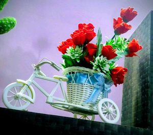 NewArtificial Flowers in Decorative Bicycle Baske