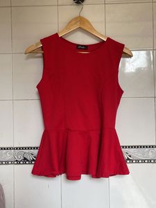 Chic Red Peplum Top