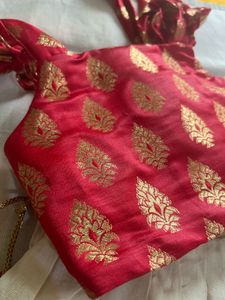 Red & Gold Brocade Blouse
