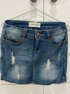 Rugged Two Shade Blue Denim Skirt