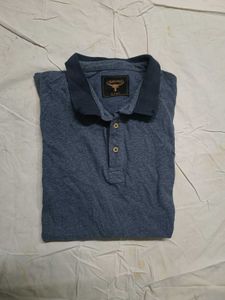 Men's Blue Textured Polo T-Shirt