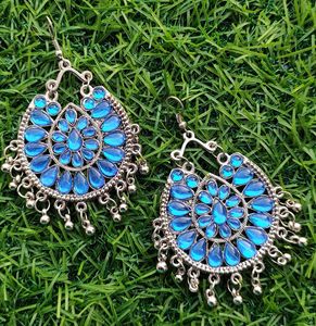 Boho Blue Stone Chandelier Earrings
