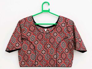 Red &amp; Black Ethnic Printed Blouse