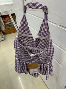 Purple Gingham Halter Top