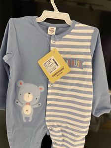 Baby Blue Teddy Bear &amp; Stripe Footie Pajamas
