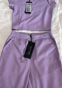 Lavender Crop Top and Pants Set