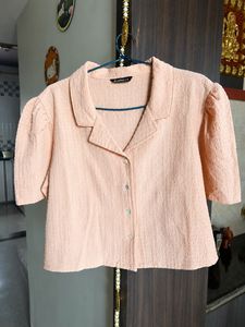Zudio Textured Peach Shirt – Size S 🌸