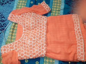 Elegant Peach Saree with Lace Border