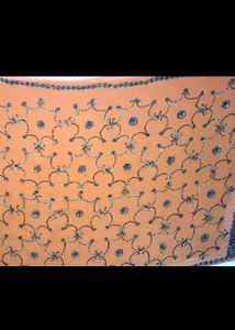 Orange Embellished Net Saree