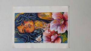 Vibrant Floral Portrait Painting