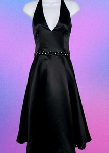 Elegant Black Halter Neck Dress