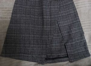 Plaid Wrap Skirt with Belt