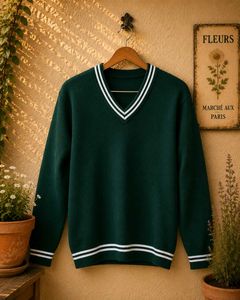 Boys Dark Green Winter Sweater | V-Neck |